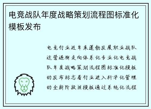 电竞战队年度战略策划流程图标准化模板发布