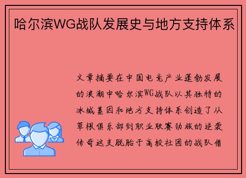 哈尔滨WG战队发展史与地方支持体系